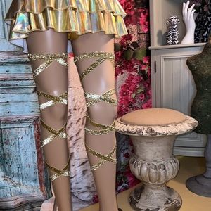 NWT Gold Glitter Leg Wraps